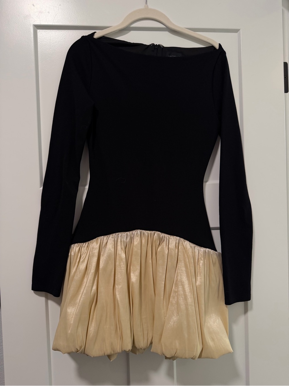 MAJORELLE Black and Champagne Mini Dress